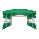 TREKKA Retractable Outdoor Canopy Rain and Sun Shelter Galvanised Steel Frame PVC Fabric Semi-Transparent Side Panels - Green