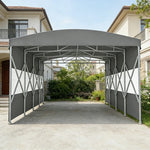 TREKKA Retractable Outdoor Canopy Rain and Sun Shelter Galvanised Steel Frame PVC Fabric Semi-Transparent Side Panels - Grey