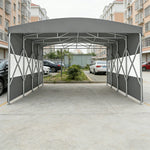 TREKKA Retractable Outdoor Canopy Rain and Sun Shelter Galvanised Steel Frame PVC Fabric Semi-Transparent Side Panels - Grey