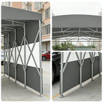 TREKKA Retractable Outdoor Canopy Rain and Sun Shelter Galvanised Steel Frame PVC Fabric Semi-Transparent Side Panels - Grey