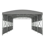 TREKKA Retractable Outdoor Canopy Rain and Sun Shelter Galvanised Steel Frame PVC Fabric Semi-Transparent Side Panels - Grey