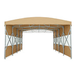TREKKA Retractable Outdoor Canopy Rain and Sun Shelter Galvanised Steel Frame PVC Fabric Semi-Transparent Side Panels - Khaki