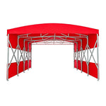 TREKKA Retractable Outdoor Canopy Rain and Sun Shelter Galvanised Steel Frame PVC Fabric Semi-Transparent Side Panels - Red