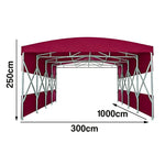 TREKKA Retractable Outdoor Canopy Rain and Sun Shelter Galvanised Steel Frame PVC Fabric Semi-Transparent Side Panels - Wine Red
