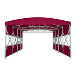 TREKKA Retractable Outdoor Canopy Rain and Sun Shelter Galvanised Steel Frame PVC Fabric Semi-Transparent Side Panels - Wine Red
