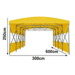 TREKKA Retractable Outdoor Canopy Rain and Sun Shelter Galvanised Steel Frame PVC Fabric Semi-Transparent Side Panels - Yellow