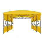TREKKA Retractable Outdoor Canopy Rain and Sun Shelter Galvanised Steel Frame PVC Fabric Semi-Transparent Side Panels - Yellow