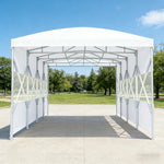 TREKKA Retractable Outdoor Canopy Rain and Sun Shelter Galvanised Steel Frame PVC Fabric Semi-Transparent Side Panels - White