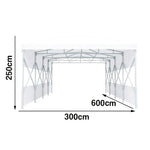 TREKKA Retractable Outdoor Canopy Rain and Sun Shelter Galvanised Steel Frame PVC Fabric Semi-Transparent Side Panels - White