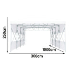 TREKKA Retractable Outdoor Canopy Rain and Sun Shelter Galvanised Steel Frame PVC Fabric Semi-Transparent Side Panels - White