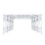 TREKKA Retractable Outdoor Canopy Rain and Sun Shelter Galvanised Steel Frame PVC Fabric Semi-Transparent Side Panels - White