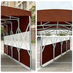TREKKA Retractable Outdoor Canopy Rain and Sun Shelter Galvanised Steel Frame PVC Fabric Semi-Transparent Side Panels - Coffee