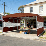 TREKKA Retractable Outdoor Canopy Rain and Sun Shelter Galvanised Steel Frame PVC Fabric Semi-Transparent Side Panels - Coffee