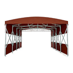 TREKKA Retractable Outdoor Canopy Rain and Sun Shelter Galvanised Steel Frame PVC Fabric Semi-Transparent Side Panels - Coffee