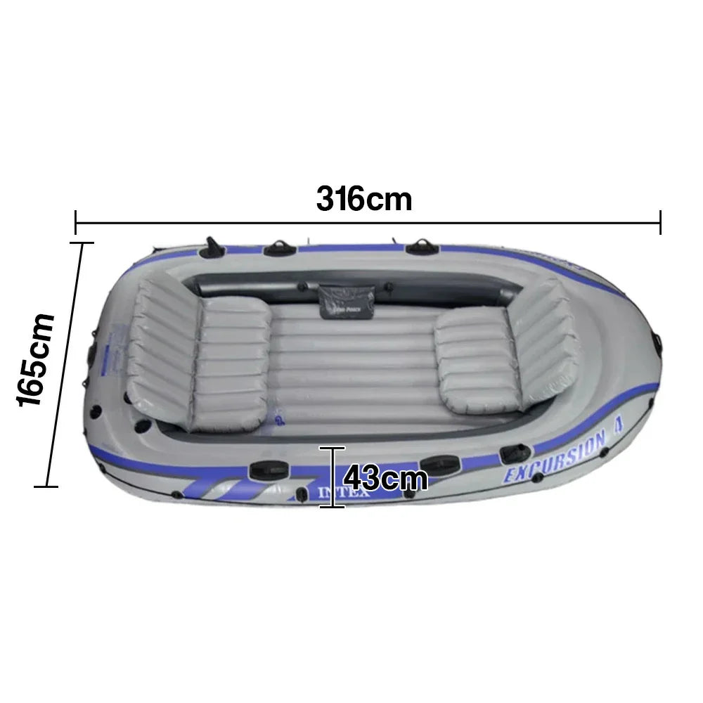 TREKKA 4-Person Inflatable Kayak Tri-Air-Chamber Design Motor-Ready I-Beam Floor Soft Grab Rope Stable Support for Fishing & Recreation
