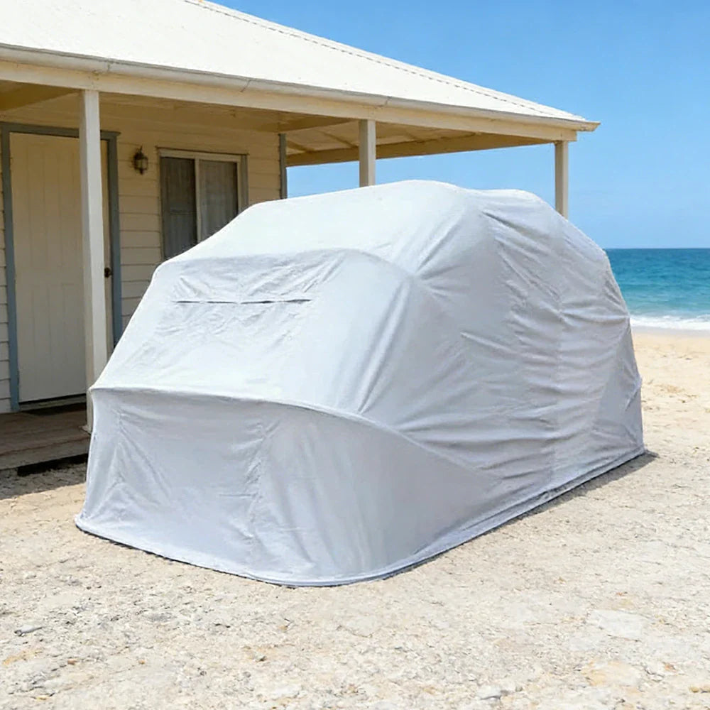 TREKKA Upgraded Galvanized Car Canopy 5.7/6m Portable Cover Reinforced Steel Frame Waterproof & UV-Resistant Fabric Wind-Stable Structure - Grey