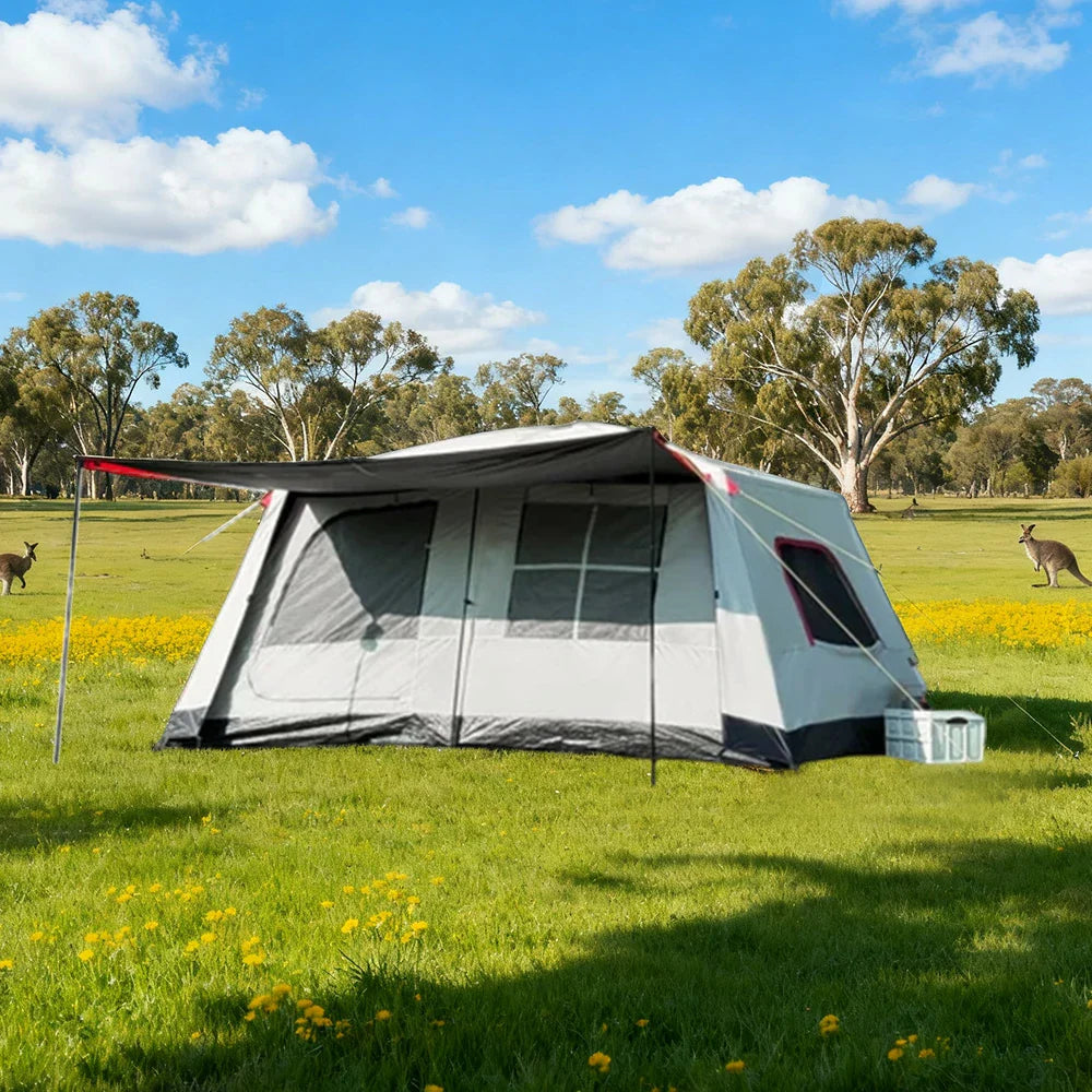 TREKKA Full Blackout Flagship Camping Tent (No Side Awnings) - Complete Sun Protection, Premium Family Shelter - Grey