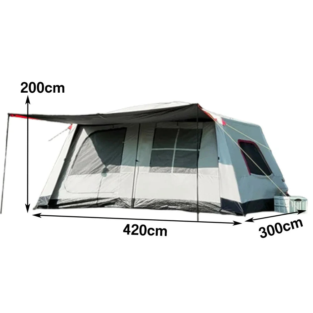 TREKKA Full Blackout Flagship Camping Tent (No Side Awnings) - Complete Sun Protection, Premium Family Shelter - Grey