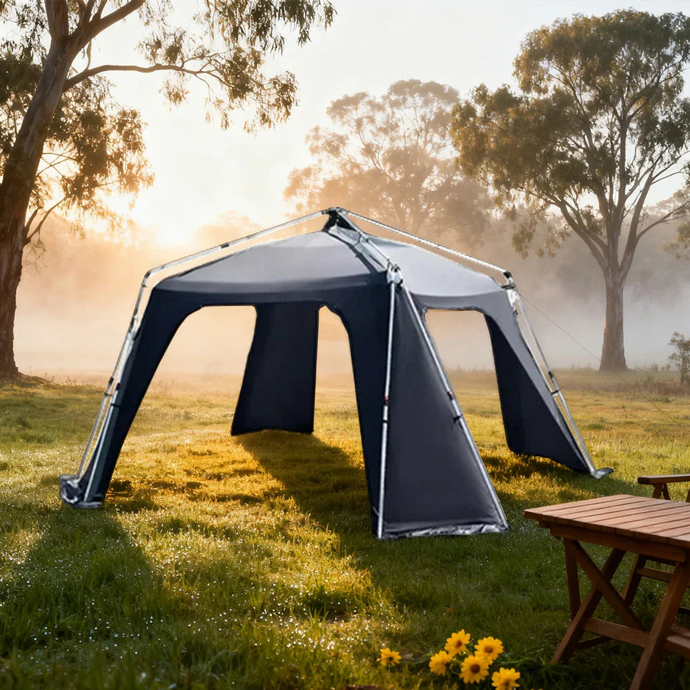TREKKA Aluminum Alloy Dome Canopy Tent - Instant Setup, Wind-Resistant Octagonal Design, Spacious Outdoor Shelter - Black