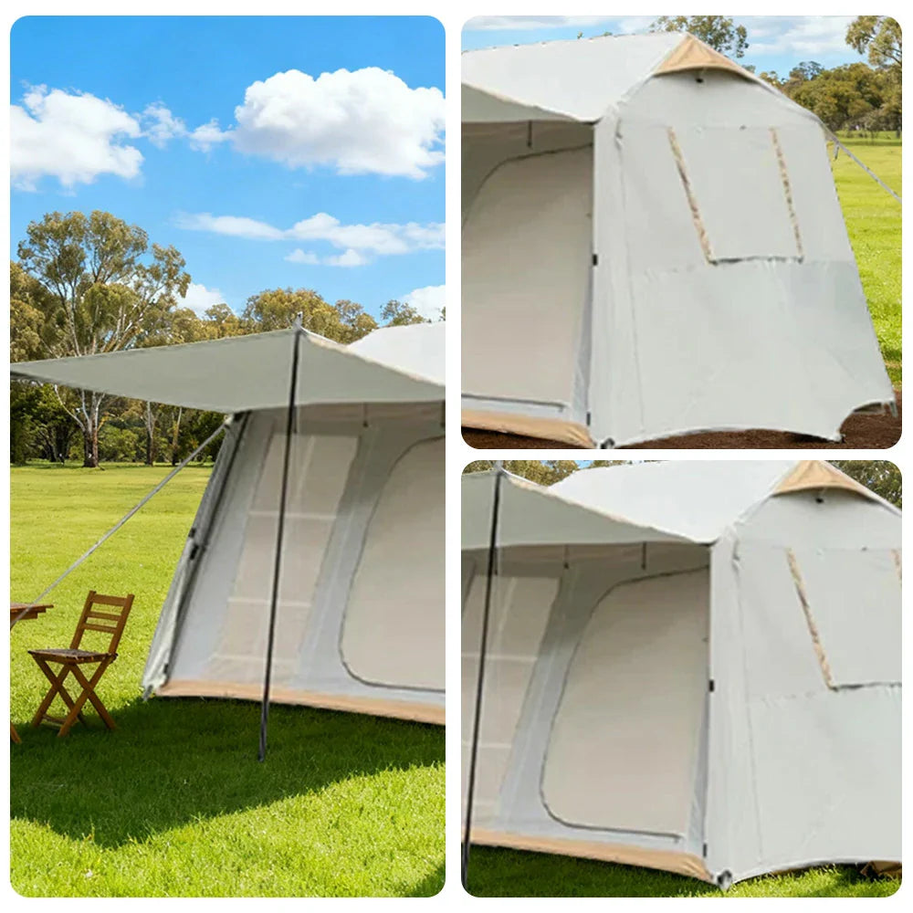 TREKKA Cloud Dancer Silver-Coated Camping Tent with Extended Canopy - UV Protection, Quick Assembly, Lightweight Spacious Shelter - Silver