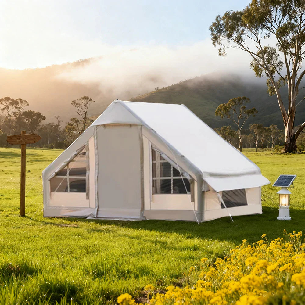 TREKKA Bear Inflatable Family Camping Tent - Extra-Spacious Interior, Fast Setup, Stable Air-Beam Design - Beige