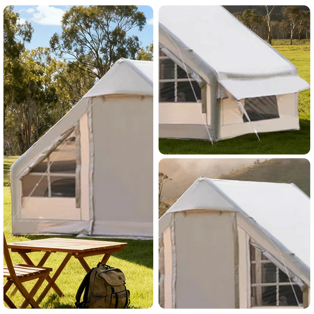 TREKKA Bear Inflatable Family Camping Tent - Extra-Spacious Interior, Fast Setup, Stable Air-Beam Design - Beige