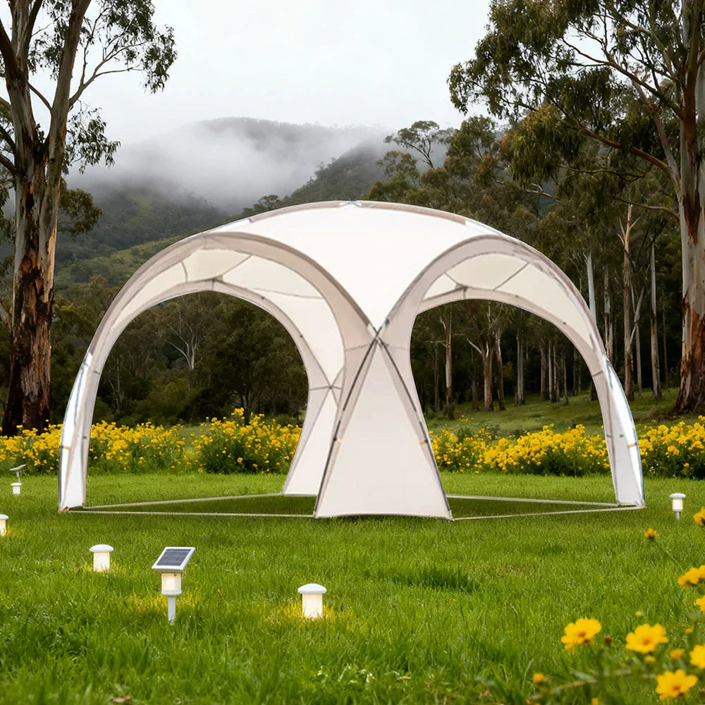 TREKKA Dome Canopy Sun Shelter with Arched Roof - Large Shading Coverage, Silver-Coated UV Protection - Cream White