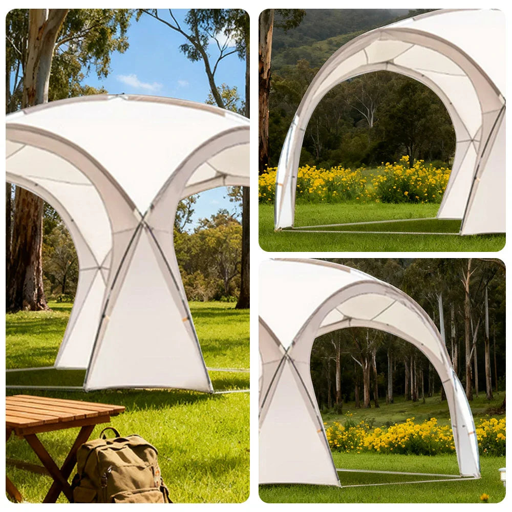 TREKKA Dome Canopy Sun Shelter with Arched Roof - Large Shading Coverage, Silver-Coated UV Protection - Cream White