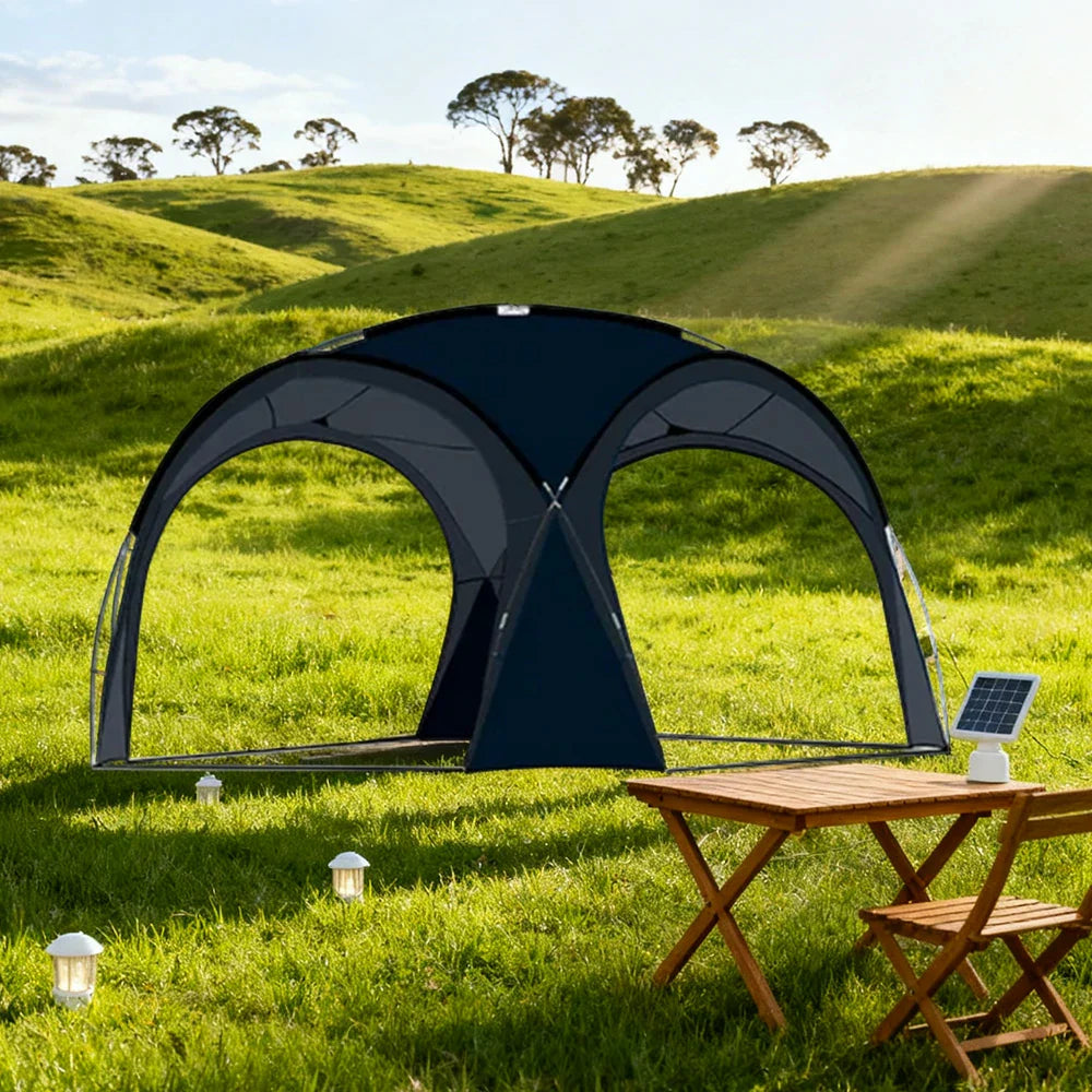 TREKKA Dome Canopy Sun Shelter with Arched Roof - Large Shading Coverage, Silver-Coated UV Protection - Black