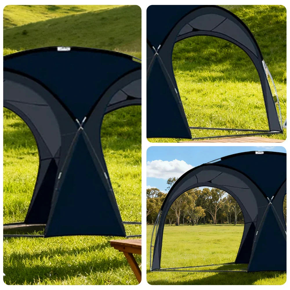 TREKKA Dome Canopy Sun Shelter with Arched Roof - Large Shading Coverage, Silver-Coated UV Protection - Black