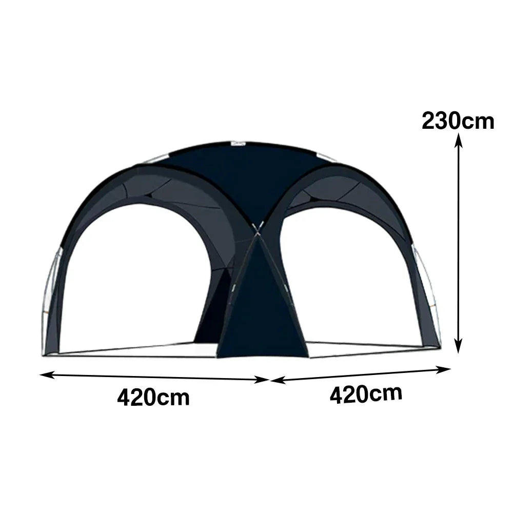 TREKKA Dome Canopy Sun Shelter with Arched Roof - Large Shading Coverage, Silver-Coated UV Protection - Black