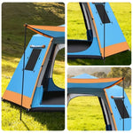 TREKKA Auto-Open Camping Tent with Full Aluminum Frame - Strong Structure, Dual Doors, Four Windows, 4-6 Person Capacity - Blue