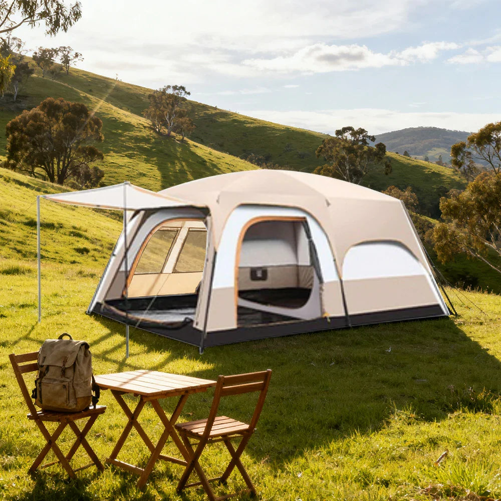 TREKKA Family Camping Tent for 2-6 People with Living Area - Dual-Room Layout, Excellent Ventilation, Comfortable Shelter - Mist Grey