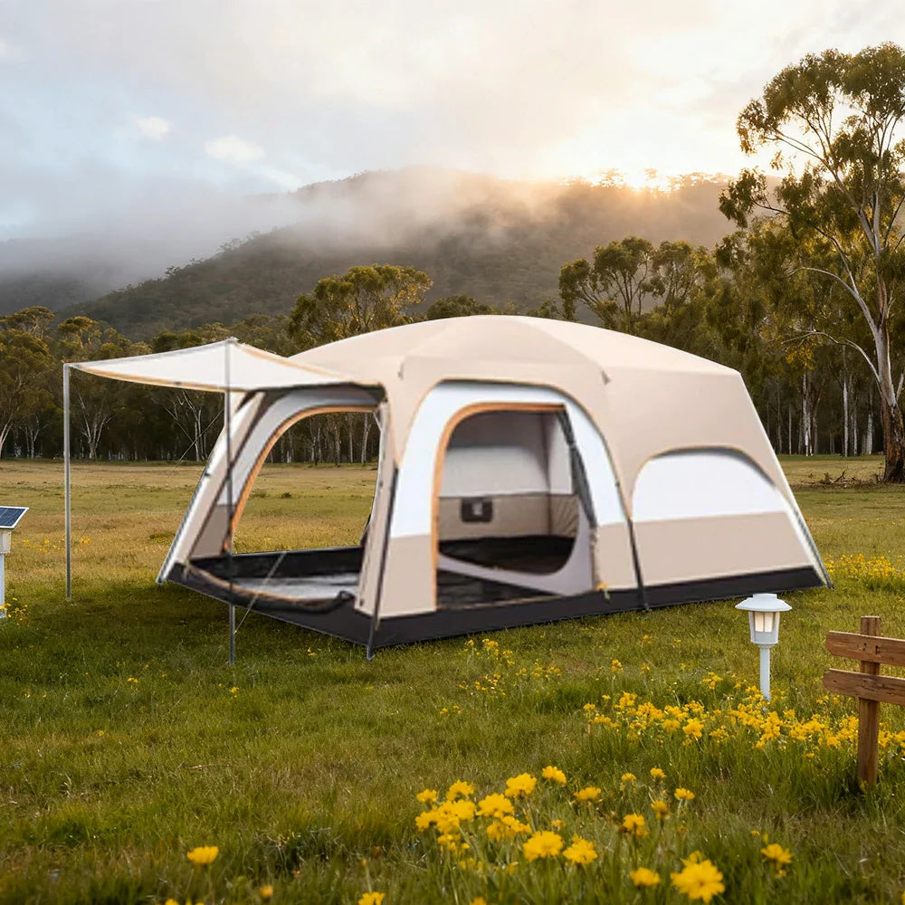 TREKKA Family Camping Tent for 2-6 People with Living Area - Dual-Room Layout, Excellent Ventilation, Comfortable Shelter - Mist Grey