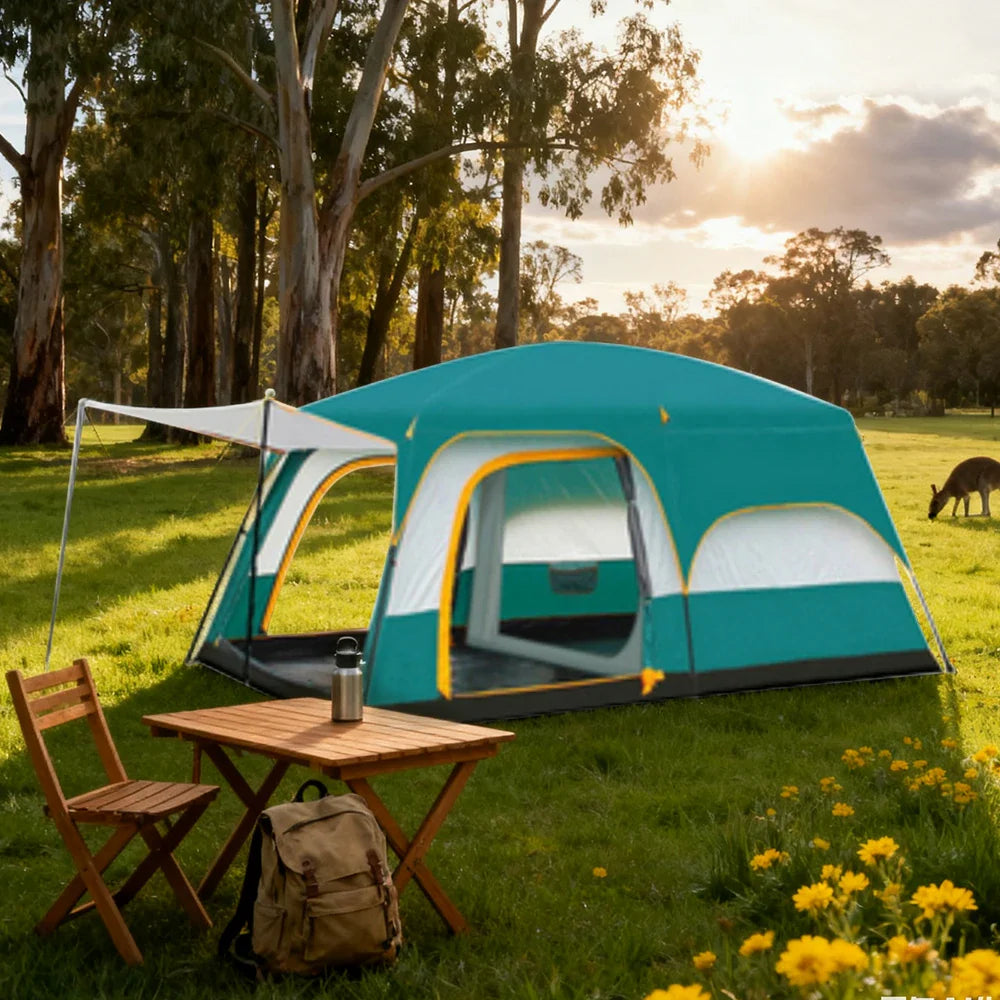 TREKKA Family Camping Tent for 2-6 People with Living Area - Dual-Room Layout, Excellent Ventilation, Comfortable Shelter - Green