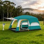 TREKKA Family Camping Tent for 2-6 People with Living Area - Dual-Room Layout, Excellent Ventilation, Comfortable Shelter - Green