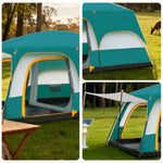 TREKKA Family Camping Tent for 2-6 People with Living Area - Dual-Room Layout, Excellent Ventilation, Comfortable Shelter - Green