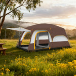 TREKKA Family Camping Tent for 2-6 People with Living Area - Dual-Room Layout, Excellent Ventilation, Comfortable Shelter - Coffee