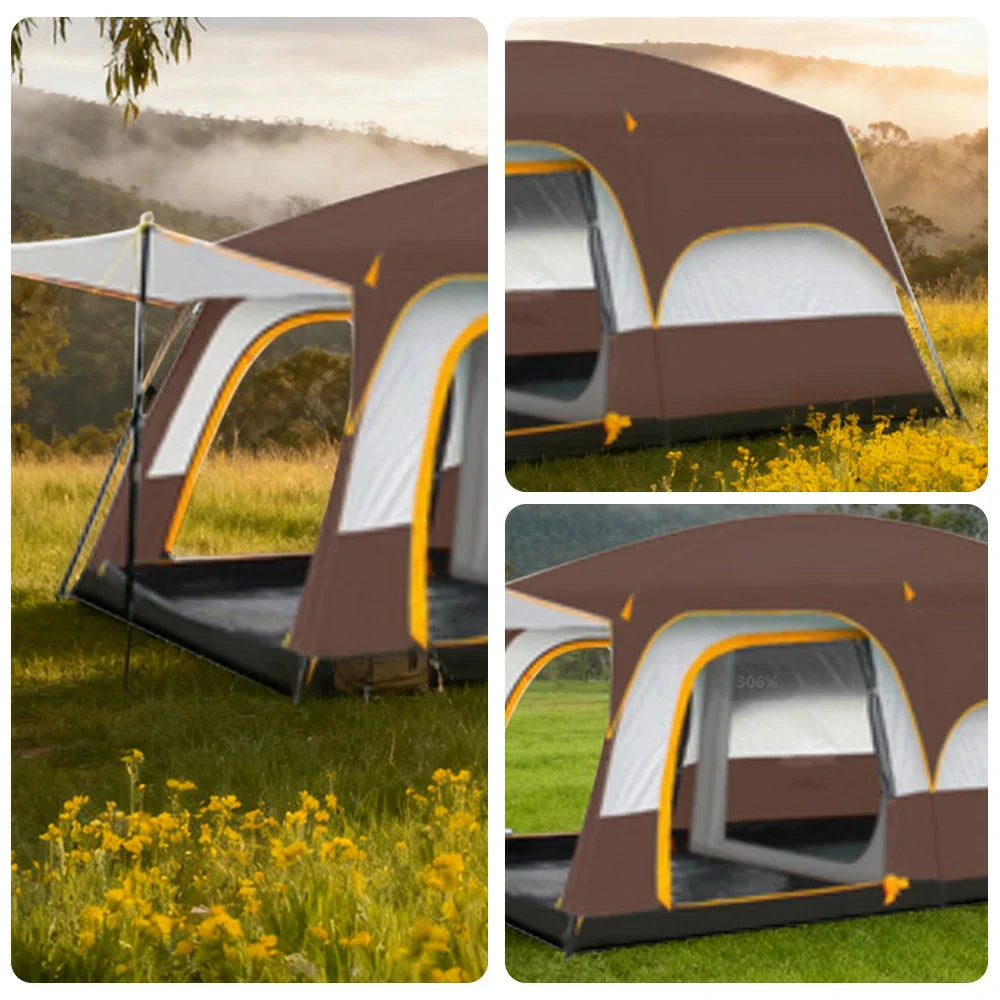 TREKKA Family Camping Tent for 2-6 People with Living Area - Dual-Room Layout, Excellent Ventilation, Comfortable Shelter - Coffee