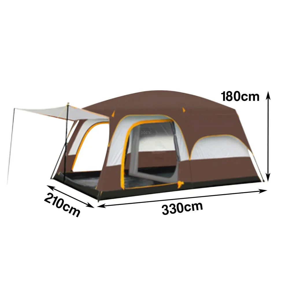 TREKKA Family Camping Tent for 2-6 People with Living Area - Dual-Room Layout, Excellent Ventilation, Comfortable Shelter - Coffee