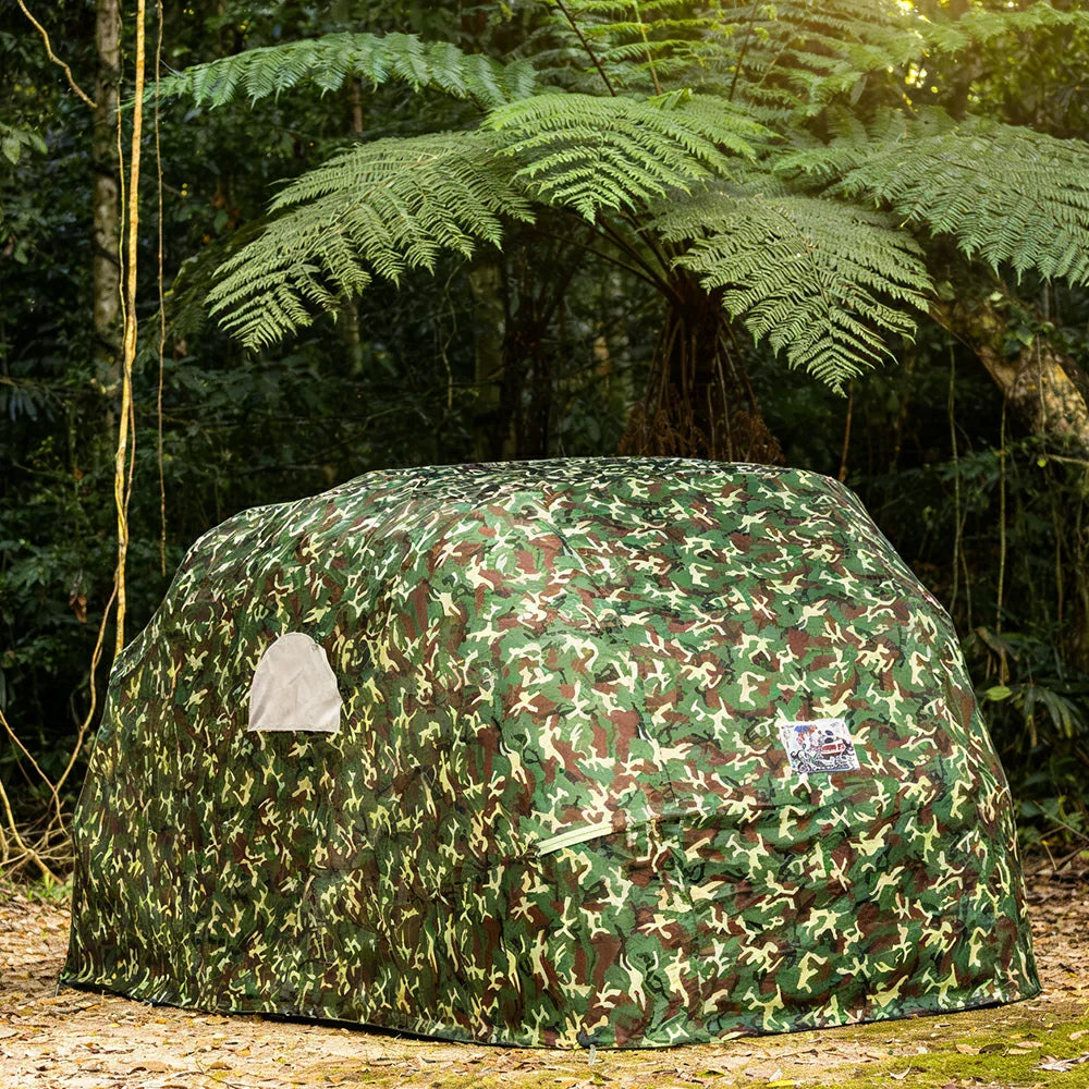 TREKKA Manual Car Canopy - 5.6/6m Upgraded Galvanized Steel Frame Reinforced Structure Waterproof & UV-Resistant Fabric Wind-Stable Design - Camouflage