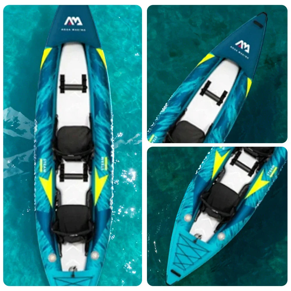 TREKKA 312/412cm Kayak Durable PVC Construction Multi-Chamber Design Splash-Proof Bow Quick-Drain Valve Ideal for Fishing & Recreation