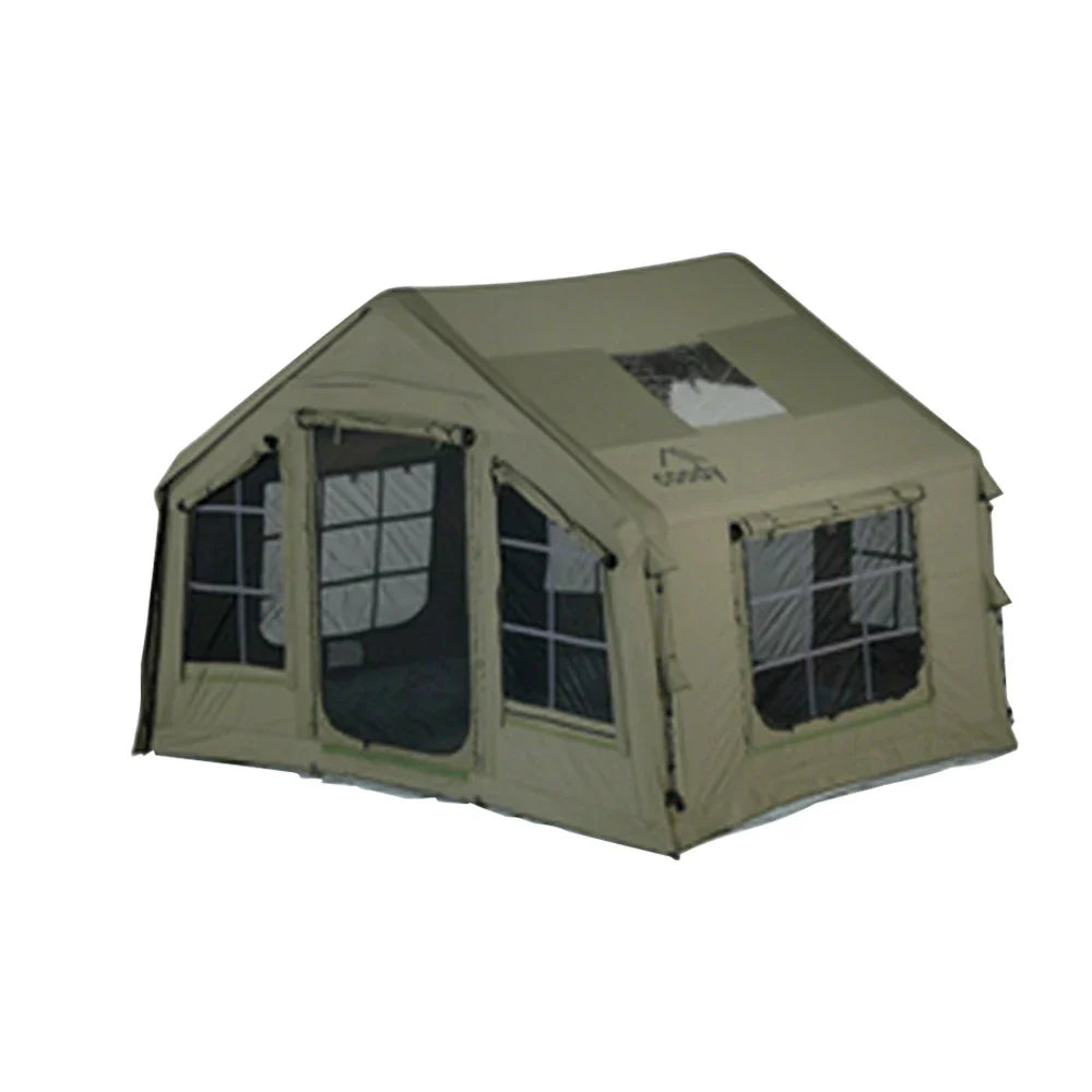 TREKKA Camping Tent Poly-Cotton  - Durable Weather-Resistant Fabric, Large Panoramic Windows, Spacious Interior, Easy Setup - Army Green