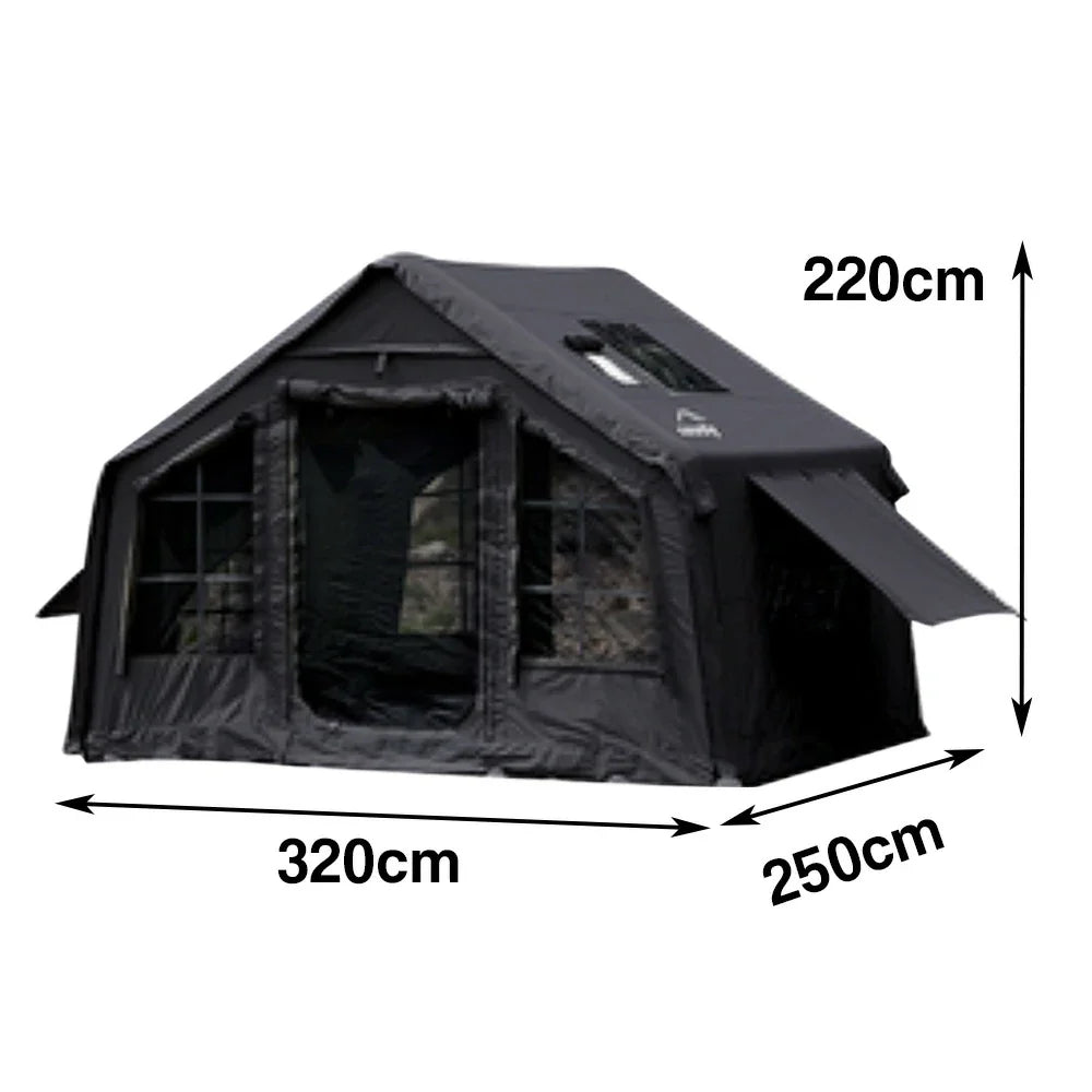 TREKKA Camping Tent Poly-Cotton  - Durable Weather-Resistant Fabric, Large Panoramic Windows, Spacious Interior, Easy Setup - Black