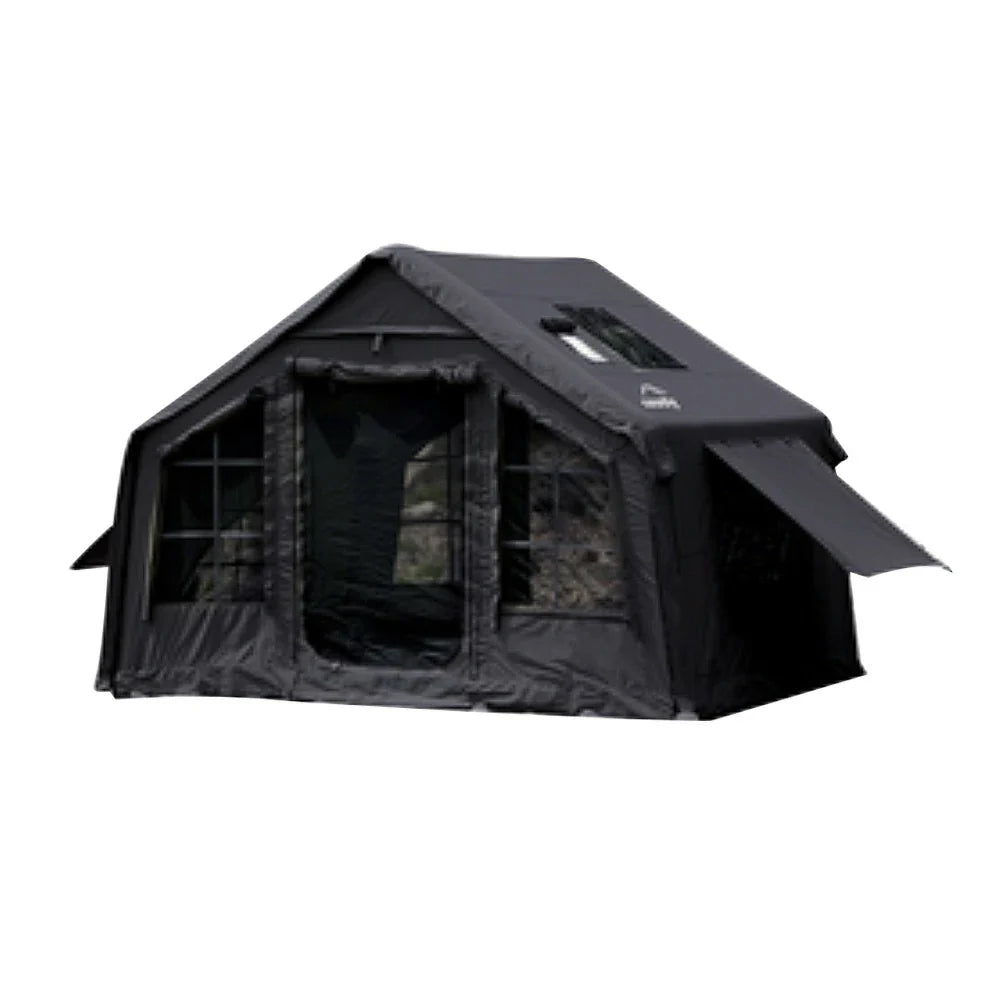 TREKKA Camping Tent Poly-Cotton  - Durable Weather-Resistant Fabric, Large Panoramic Windows, Spacious Interior, Easy Setup - Black