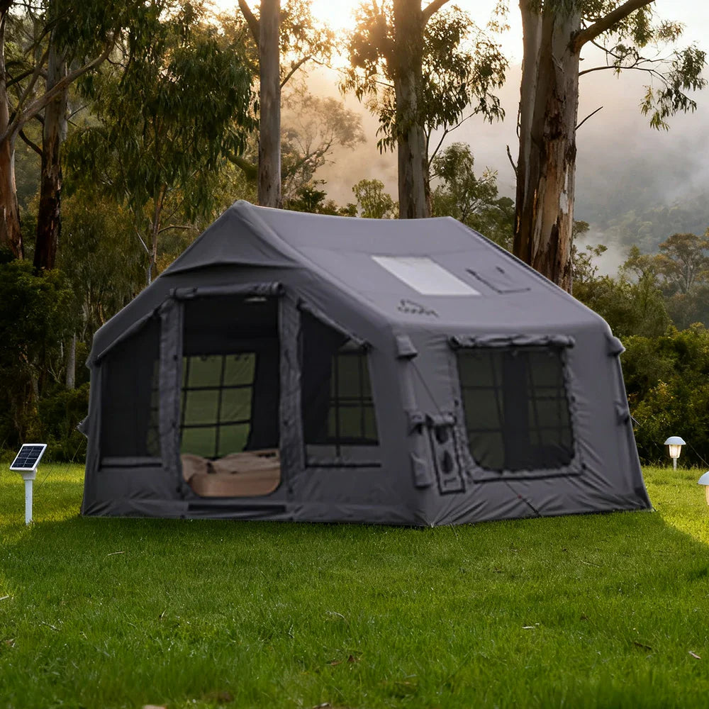 TREKKA Camping Tent Poly-Cotton  - Durable Weather-Resistant Fabric, Large Panoramic Windows, Spacious Interior, Easy Setup - Star Grey