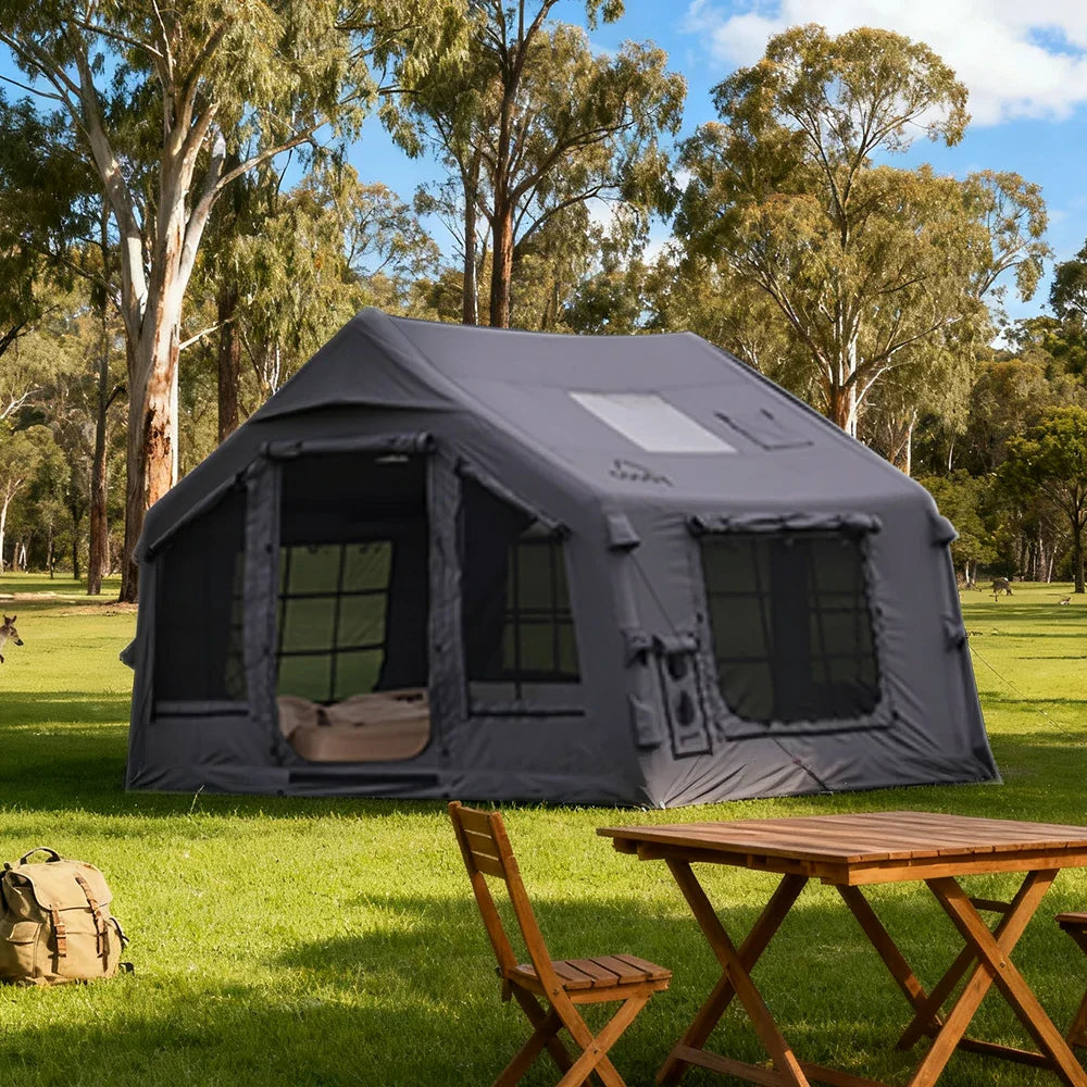 TREKKA Camping Tent Poly-Cotton  - Durable Weather-Resistant Fabric, Large Panoramic Windows, Spacious Interior, Easy Setup - Star Grey