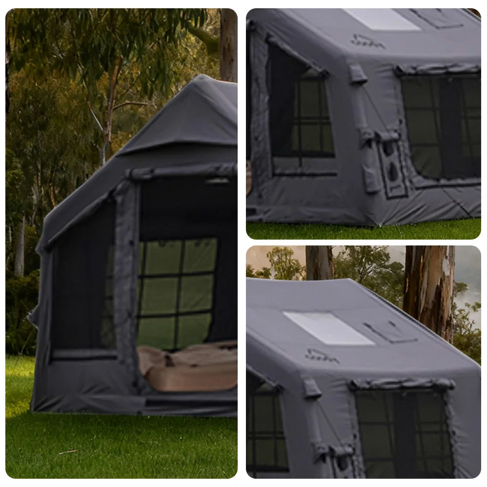 TREKKA Camping Tent Poly-Cotton  - Durable Weather-Resistant Fabric, Large Panoramic Windows, Spacious Interior, Easy Setup - Star Grey