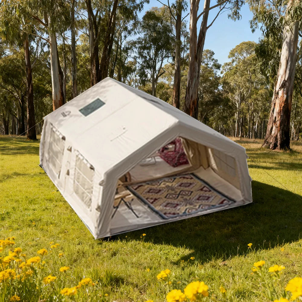 TREKKA 17.2 Square Meter Pro Camping Tent -All-Season Outdoor Shelter Upgraded Poly-Cotton Fabric, Large Panoramic Windows, Spacious Interior  - Off White