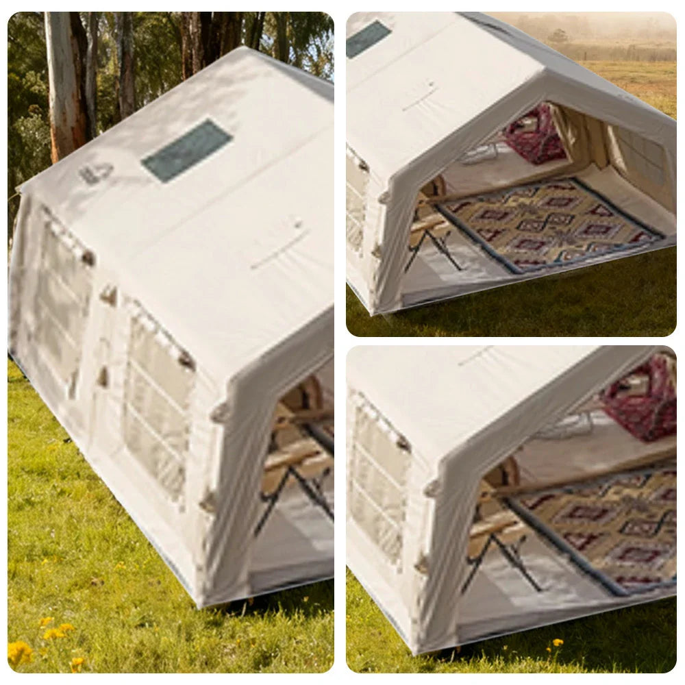 TREKKA 17.2 Square Meter Pro Camping Tent -All-Season Outdoor Shelter Upgraded Poly-Cotton Fabric, Large Panoramic Windows, Spacious Interior  - Off White